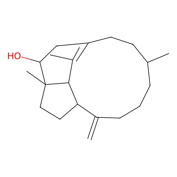 2D Structure of (1S,6R,11S,12S,15S)-6,12,16-trimethyl-2-methylidenetricyclo[7.5.2.012,15]hexadec-9(16)-en-11-ol