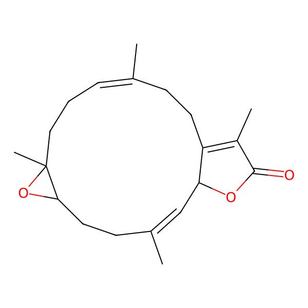 2D Structure of (1S,6R,8R)-3,8,12,16-tetramethyl-7,18-dioxatricyclo[13.3.0.06,8]octadeca-2,11,15-trien-17-one