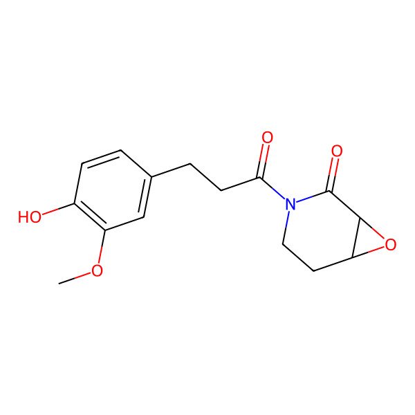2D Structure of (1S,6S)-3-[3-(4-hydroxy-3-methoxyphenyl)propanoyl]-7-oxa-3-azabicyclo[4.1.0]heptan-2-one