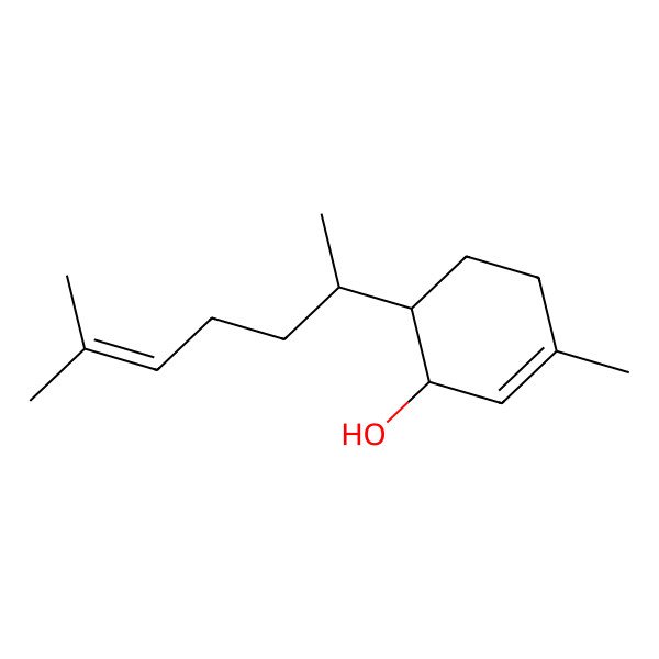 2D Structure of (1S,6S)-3-methyl-6-[(2S)-6-methylhept-5-en-2-yl]cyclohex-2-en-1-ol