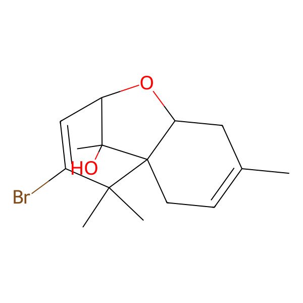 2D Structure of (1S,6S,8S,12S)-10-bromo-4,11,11,12-tetramethyl-7-oxatricyclo[6.3.1.01,6]dodeca-3,9-dien-12-ol