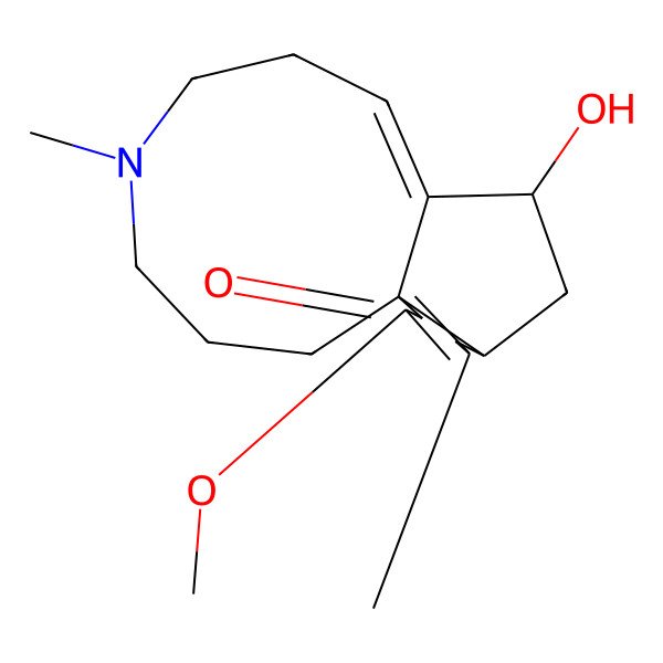 2D Structure of (1S,6S,8S,9Z)-8-hydroxy-3-methoxy-4,13-dimethyl-13-azatricyclo[7.7.0.01,6]hexadeca-3,9-dien-2-one