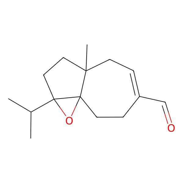 2D Structure of (1S,7R,10S)-7-methyl-10-propan-2-yl-11-oxatricyclo[5.4.0.01,10]undec-4-ene-4-carbaldehyde