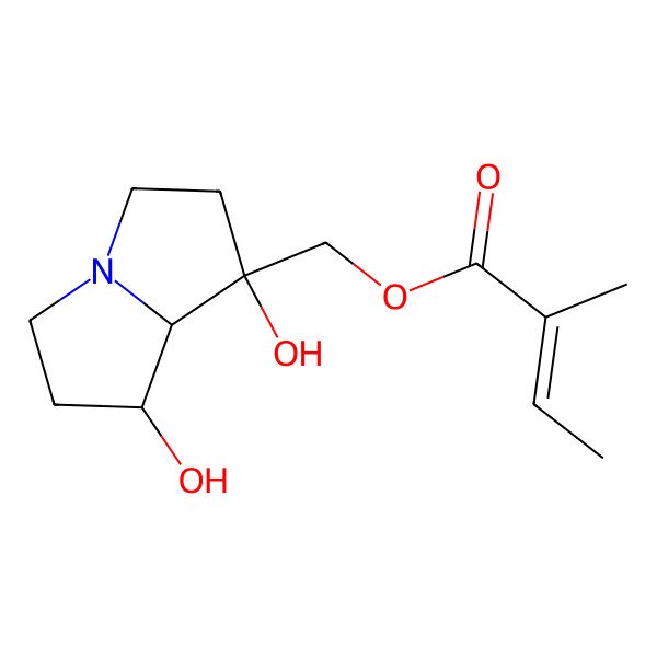 2D Structure of [(1S,7R,8S)-1,7-dihydroxy-2,3,5,6,7,8-hexahydropyrrolizin-1-yl]methyl (Z)-2-methylbut-2-enoate
