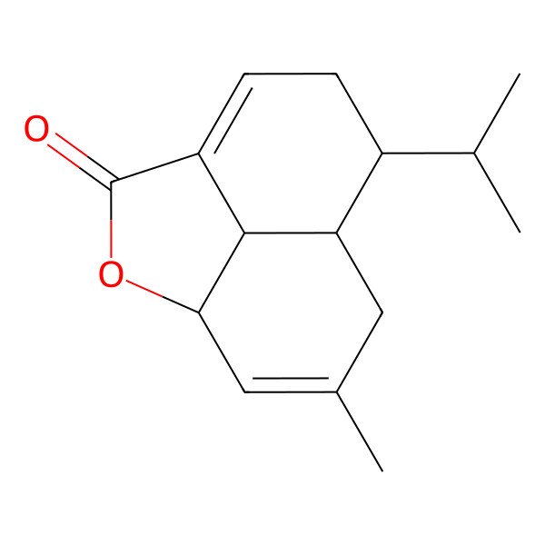 2D Structure of (1S,7R,8S,12S)-10-methyl-7-propan-2-yl-2-oxatricyclo[6.3.1.04,12]dodeca-4,10-dien-3-one
