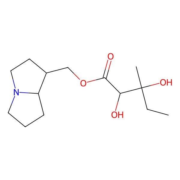 2D Structure of [(1S,8R)-2,3,5,6,7,8-hexahydro-1H-pyrrolizin-1-yl]methyl (2R,3R)-2,3-dihydroxy-3-methylpentanoate