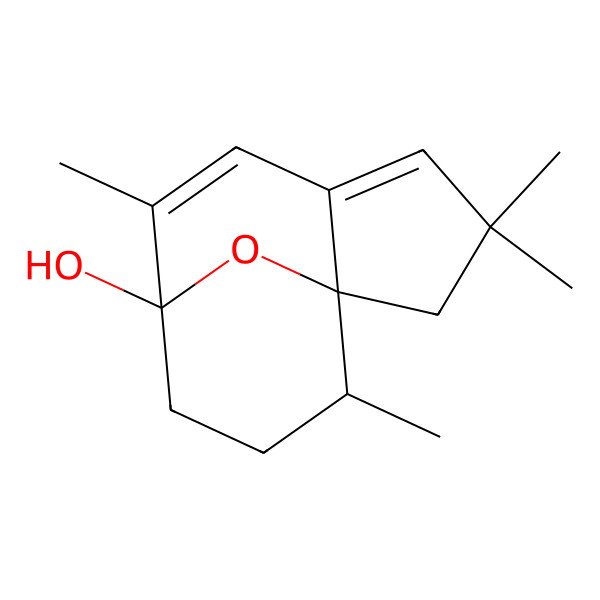 2D Structure of (1S,8R,11R)-3,3,7,11-tetramethyl-12-oxatricyclo[6.3.1.01,5]dodeca-4,6-dien-8-ol