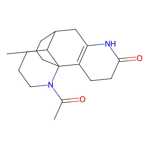 2D Structure of (1S,9R,10S,16S)-14-acetyl-16-methyl-6,14-diazatetracyclo[7.5.3.01,10.02,7]heptadec-2(7)-en-5-one