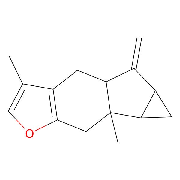 2D Structure of (1S,9S,10R,12S)-4,9-dimethyl-13-methylidene-6-oxatetracyclo[7.4.0.03,7.010,12]trideca-3(7),4-diene