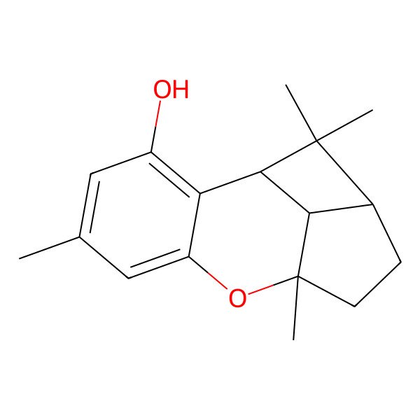 2D Structure of (1S,9S,12R,14S)-5,9,13,13-tetramethyl-8-oxatetracyclo[7.4.1.02,7.012,14]tetradeca-2,4,6-trien-3-ol