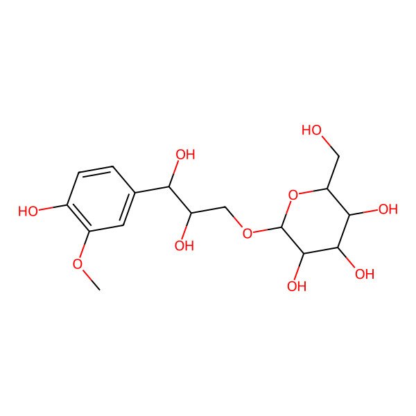 2D Structure of (1x,2x)-Guaiacylglycerol 3-glucoside