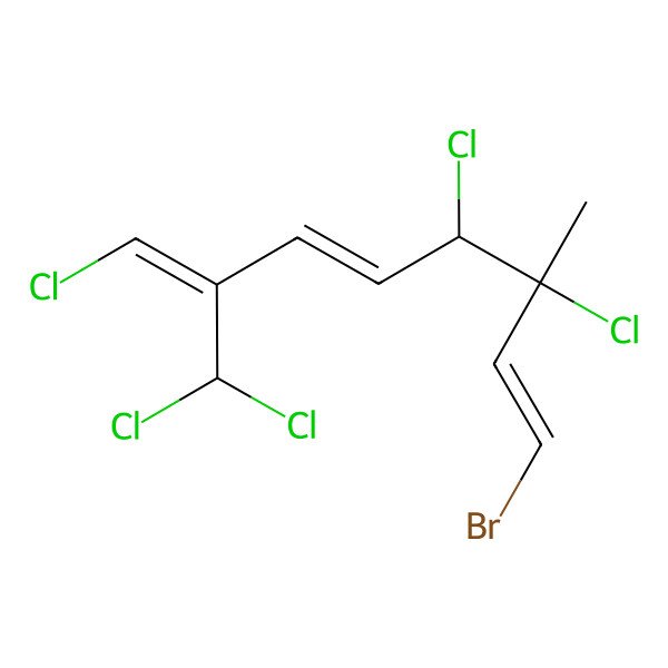 2D Structure of (1Z,3E,5R,6S,7Z)-8-bromo-1,5,6-trichloro-2-(dichloromethyl)-6-methylocta-1,3,7-triene