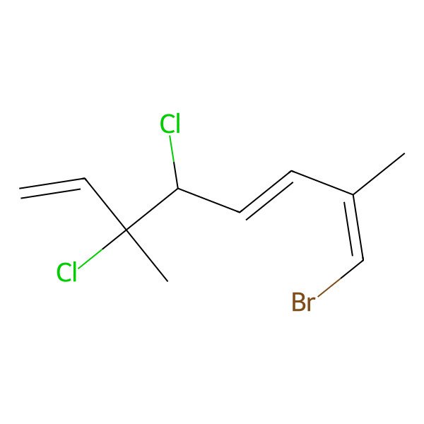 2D Structure of (1Z,3E,5S,6R)-1-bromo-5,6-dichloro-2,6-dimethylocta-1,3,7-triene