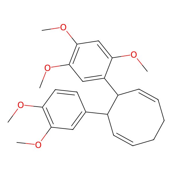 2D Structure of (1Z,3S,4R,5Z)-3-(3,4-dimethoxyphenyl)-4-(2,4,5-trimethoxyphenyl)cycloocta-1,5-diene