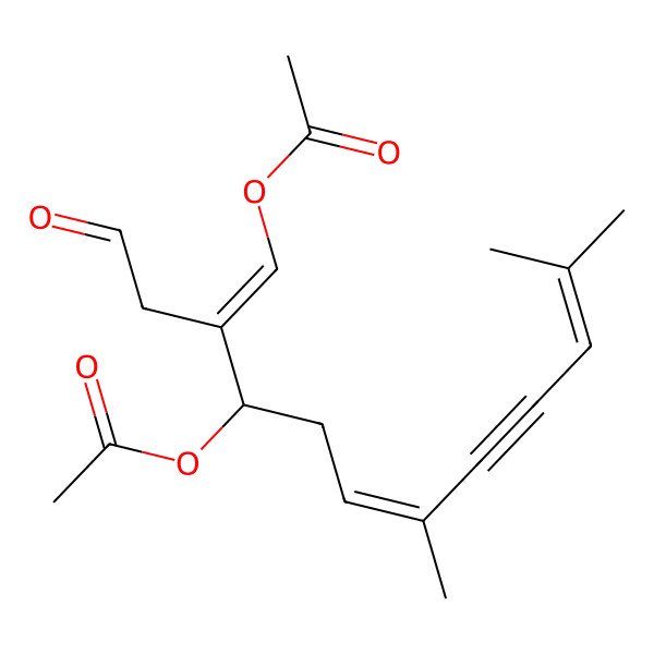 2D Structure of [(1Z,3S,5E)-3-acetyloxy-6,10-dimethyl-2-(2-oxoethyl)undeca-1,5,9-trien-7-ynyl] acetate