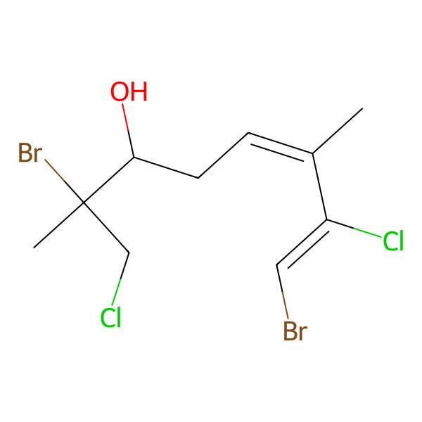 2D Structure of (1Z,3Z,6R,7S)-1,7-Dibromo-2,8-dichloro-3,7-dimethyl-1,3-octadiene-6-ol