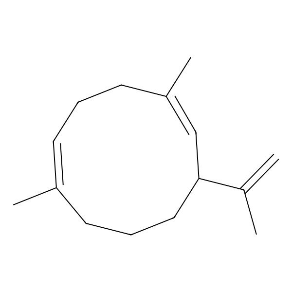 2D Structure of (1Z,5Z,7S)-1,5-dimethyl-7-prop-1-en-2-ylcyclodeca-1,5-diene 2D Structure of (1Z,5Z,7S)-1,5-dimethyl-7-prop-1-en-2-ylcyclodeca-1,5-diene