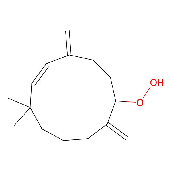 2D Structure of (1Z,8R)-8-hydroperoxy-3,3-dimethyl-7,11-dimethylidenecycloundecene