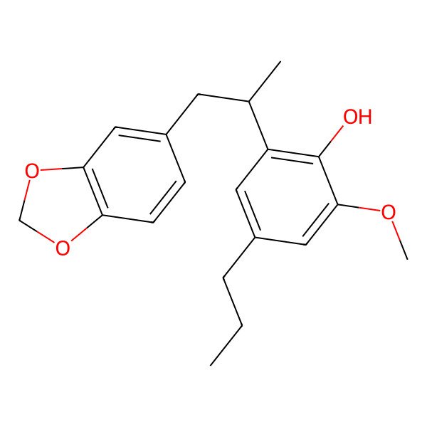 2D Structure of 2-[1-(1,3-Benzodioxol-5-yl)propan-2-yl]-6-methoxy-4-propylphenol