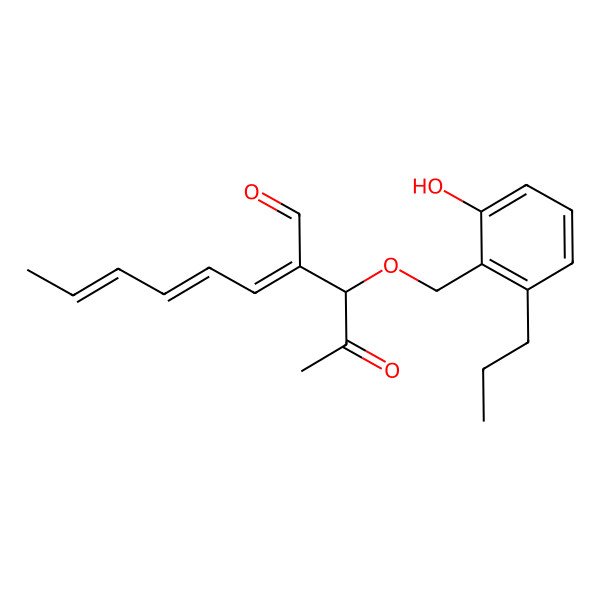 2D Structure of 2-[1-[(2-Hydroxy-6-propylphenyl)methoxy]-2-oxopropyl]octa-2,4,6-trienal