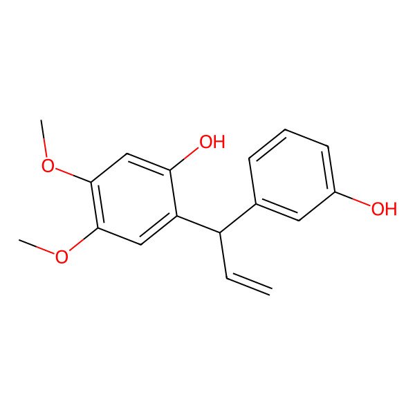 2D Structure of 2-[1-(3-Hydroxyphenyl)prop-2-enyl]-4,5-dimethoxyphenol