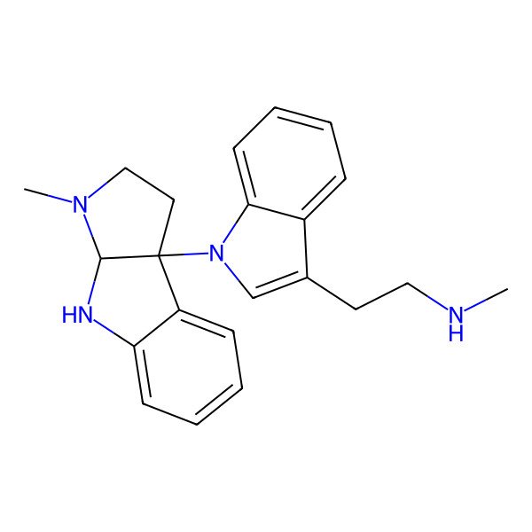 2D Structure of 2-[1-[(3aS,8bR)-3-methyl-1,2,3a,4-tetrahydropyrrolo[2,3-b]indol-8b-yl]indol-3-yl]-N-methylethanamine