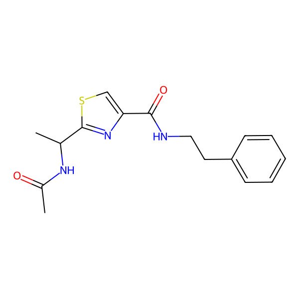 2D Structure of 2-(1-acetamidoethyl)-N-(2-phenylethyl)-1,3-thiazole-4-carboxamide