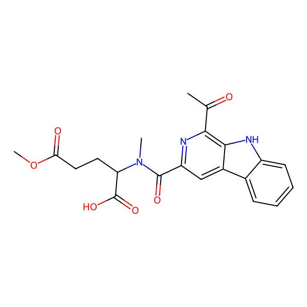2D Structure of 2-[(1-acetyl-9H-pyrido[3,4-b]indole-3-carbonyl)-methylamino]-5-methoxy-5-oxopentanoic acid