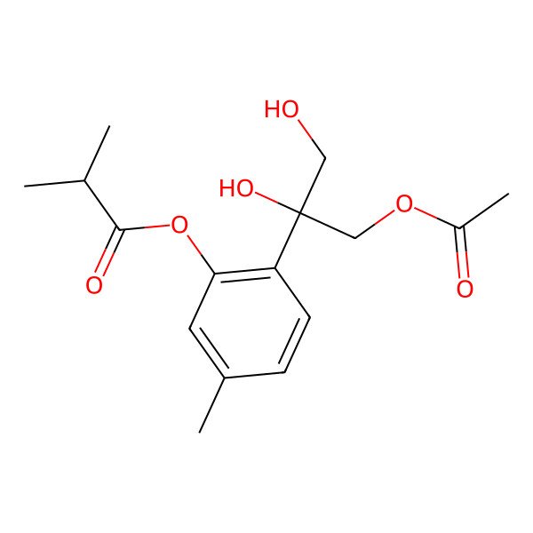2D Structure of [2-(1-Acetyloxy-2,3-dihydroxypropan-2-yl)-5-methylphenyl] 2-methylpropanoate