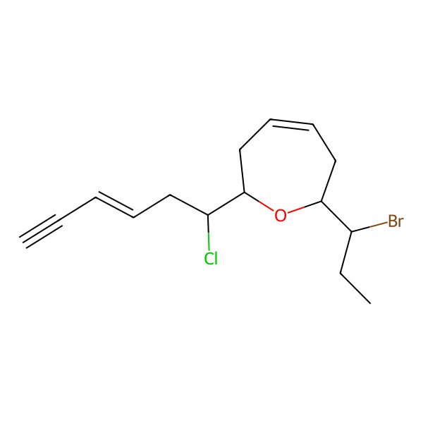 2D Structure of 2-(1-Bromopropyl)-7-(1-chlorohex-3-en-5-ynyl)-2,3,6,7-tetrahydrooxepine