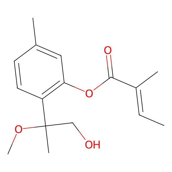2D Structure of [2-(1-Hydroxy-2-methoxypropan-2-yl)-5-methylphenyl] 2-methylbut-2-enoate