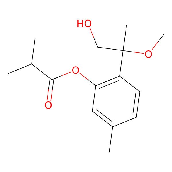2D Structure of [2-(1-Hydroxy-2-methoxypropan-2-yl)-5-methylphenyl] 2-methylpropanoate