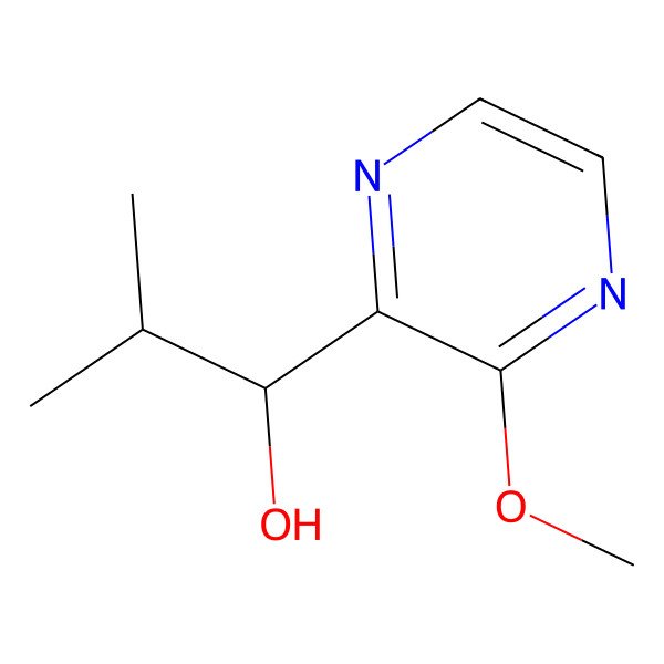 2D Structure of 2-(1-Hydroxy-2-methylpropyl)-3-methoxypyrazine