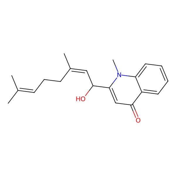 2D Structure of 2-(1-Hydroxy-3,7-dimethylocta-2,6-dienyl)-1-methylquinolin-4-one