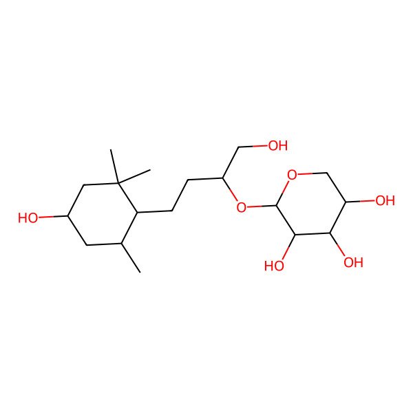 2D Structure of 2-[1-Hydroxy-4-(4-hydroxy-2,2,6-trimethylcyclohexyl)butan-2-yl]oxyoxane-3,4,5-triol