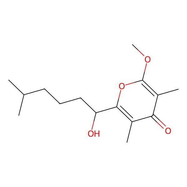 2D Structure of 2-(1-Hydroxy-5-methylhexyl)-6-methoxy-3,5-dimethylpyran-4-one