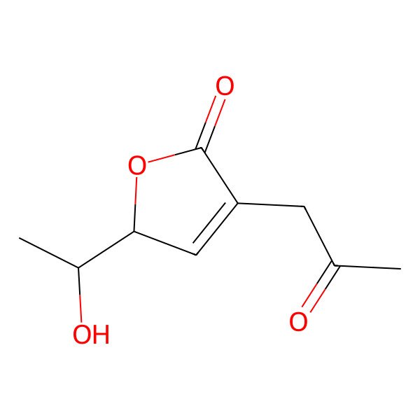 2D Structure of 2-(1-hydroxyethyl)-4-(2-oxopropyl)-2H-furan-5-one