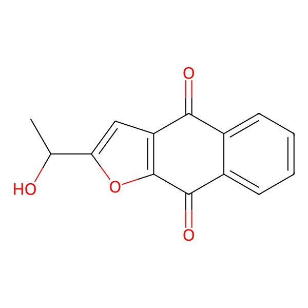2D Structure of 2-(1-Hydroxyethyl)naphtho(2,3-b)furan-4,9-dione
