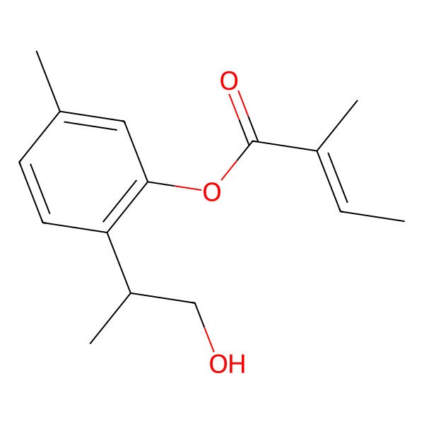 2D Structure of [2-(1-Hydroxypropan-2-yl)-5-methylphenyl] 2-methylbut-2-enoate