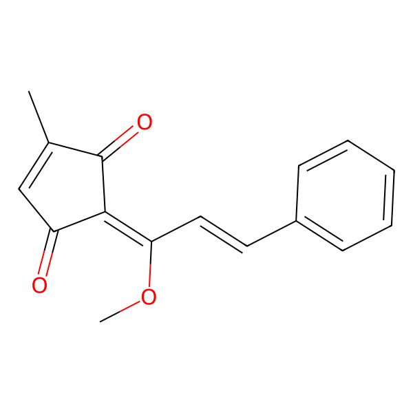 2D Structure of 2-(1-Methoxy-3-phenylprop-2-enylidene)-4-methylcyclopent-4-ene-1,3-dione