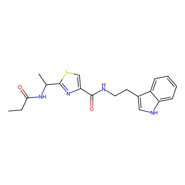 2D Structure of 2-(1-Propionylaminoethyl)thiazole-4-carboxylic acid [2-(1h-indol-3-yl)ethyl]amide