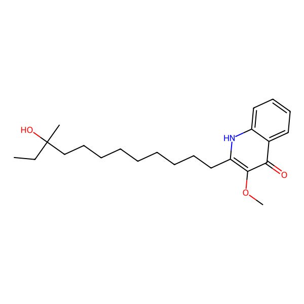 2D Structure of 2-(10-hydroxy-10-methyldodecyl)-3-methoxy-1H-quinolin-4-one
