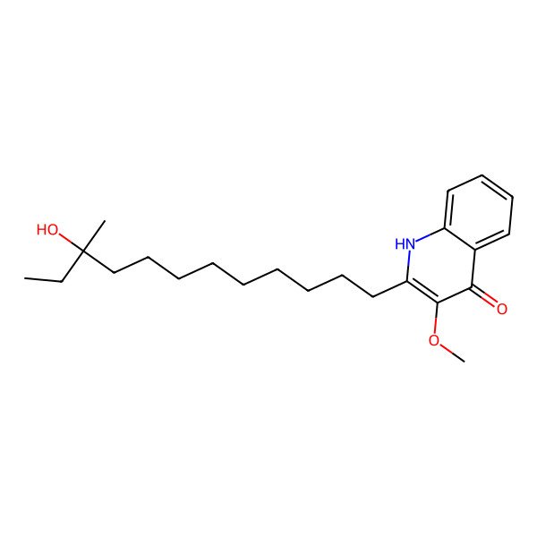 2D Structure of 2-[(10R)-10-hydroxy-10-methyldodecyl]-3-methoxy-1H-quinolin-4-one
