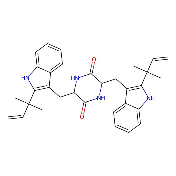 2D Structure of 2-(1,1-Dimethyl-2-propenyl)cyclo[L-Trp-2-(1,1-dimethyl-2-propenyl)-L-Trp-]
