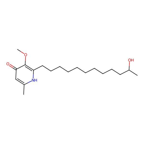 2D Structure of 2-(11-hydroxydodecyl)-3-methoxy-6-methyl-1H-pyridin-4-one