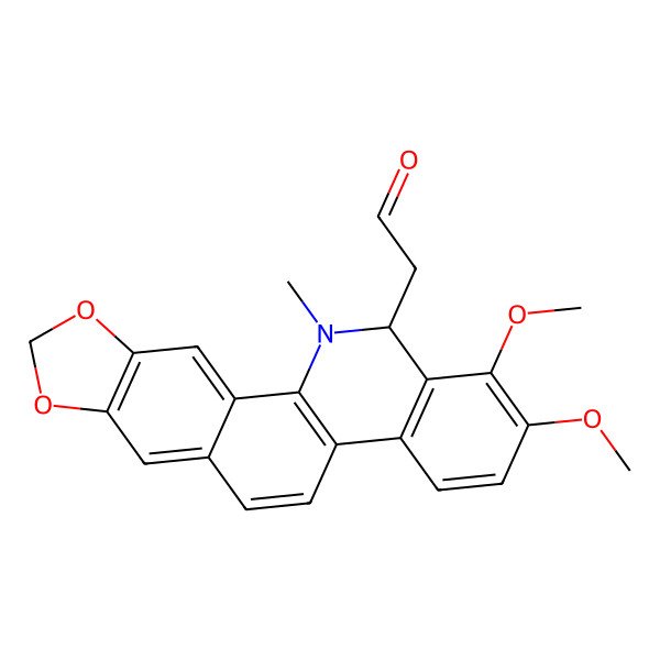 2D Structure of 2-(1,2-dimethoxy-12-methyl-13H-[1,3]benzodioxolo[5,6-c]phenanthridin-13-yl)acetaldehyde