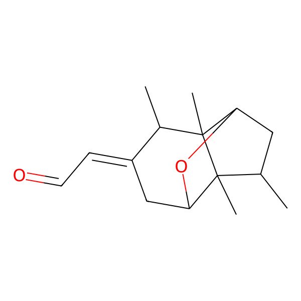 2D Structure of 2-(1,2,3,10-Tetramethyl-7-oxatricyclo[4.4.0.02,8]decan-4-ylidene)acetaldehyde