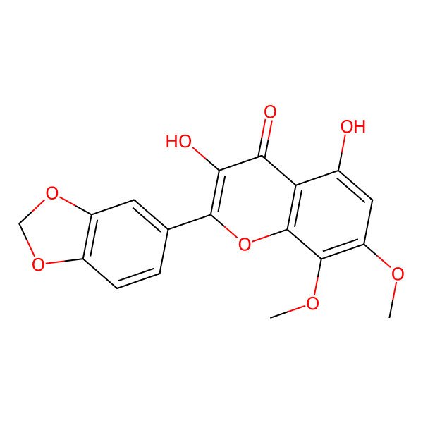 2D Structure of 2-(1,3-Benzodioxol-5-yl)-3,5-dihydroxy-7,8-dimethoxychromen-4-one