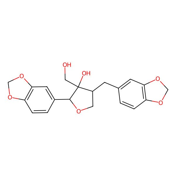 2D Structure of 2-(1,3-Benzodioxol-5-yl)-4-(1,3-benzodioxol-5-ylmethyl)-3-(hydroxymethyl)oxolan-3-ol