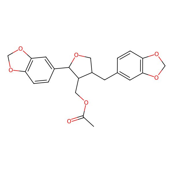 2D Structure of [2-(1,3-Benzodioxol-5-yl)-4-(1,3-benzodioxol-5-ylmethyl)oxolan-3-yl]methyl acetate